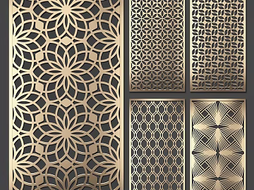 Light Luxury Golden Metal Carved Partition 3d model