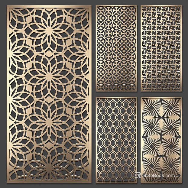 Light Luxury Golden Metal Carved Partition texture