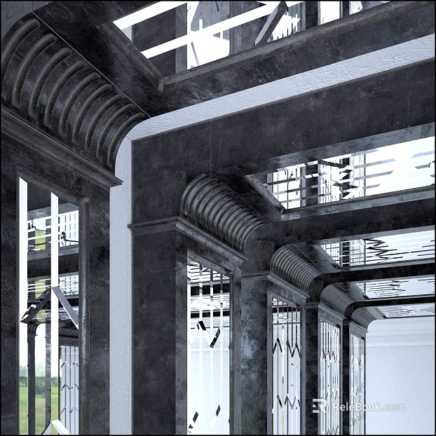 Deep gray old stone building beam column surface texture