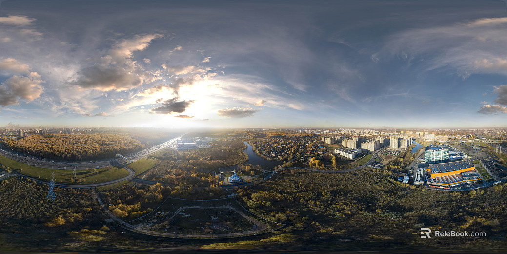 Ecological Greening City Bird's Eye View Day HDR texture