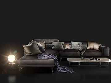 Light Luxury Dark Grey Leather Living Room Sofa texture (ID:ffaeh275824)