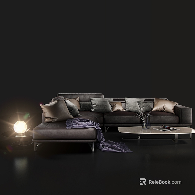 Light Luxury Dark Grey Leather Living Room Sofa texture
