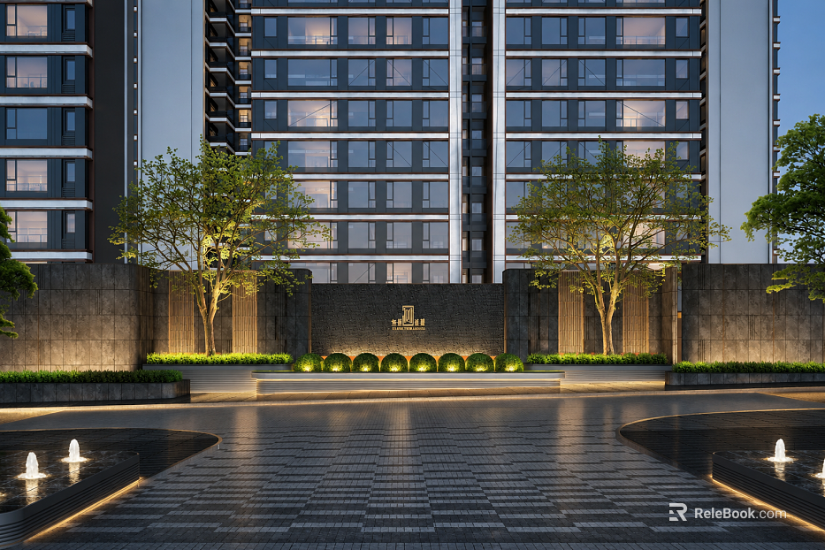 Modern Light Luxury Residential Entrance Landscape texture