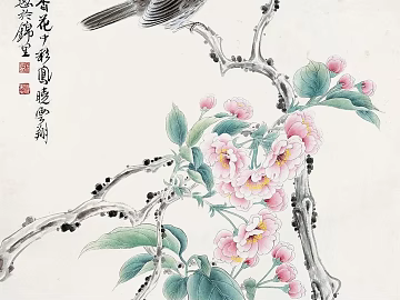 Chinese flower and bird painting texture (ID:ffach905456)