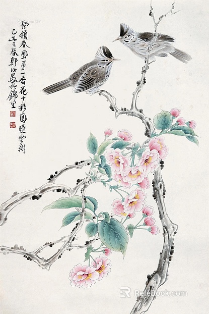 Chinese flower and bird painting texture
