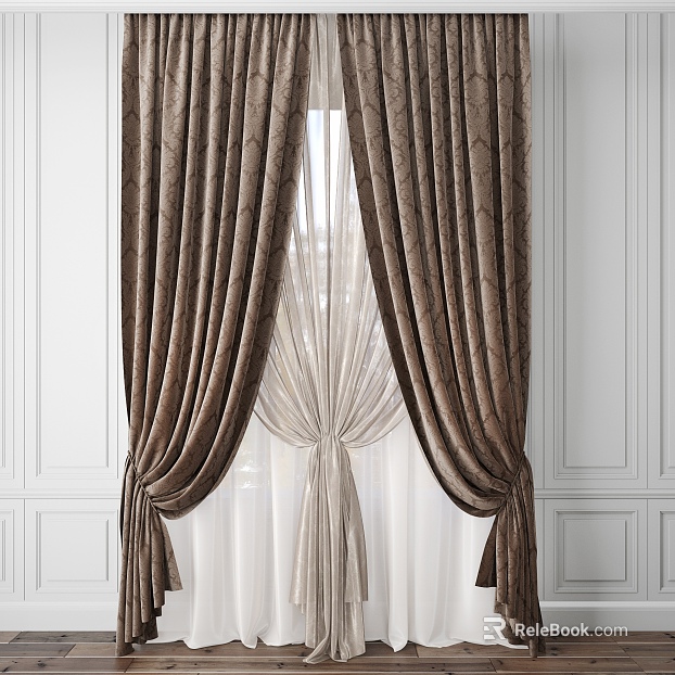 Curry Jacquard Flannel Curtain Bedroom texture