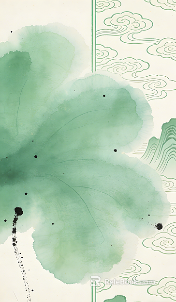 Green traditional Chinese painting style Chinese background texture