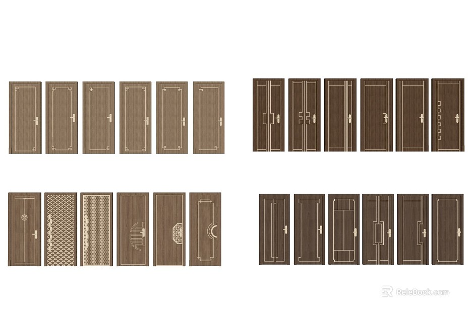 New Chinese Curry Wooden Door Interior Door texture