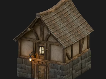 Building Scene of Retro Wind Earth Stone Wooden House texture (ID:ffaeh520721)