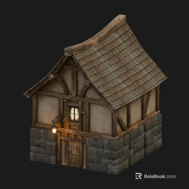 Building Scene of Retro Wind Earth Stone Wooden House texture