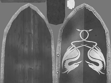 Dark Wind Gray Black Wooden Dragon Shield texture (ID:ffaeh295689)