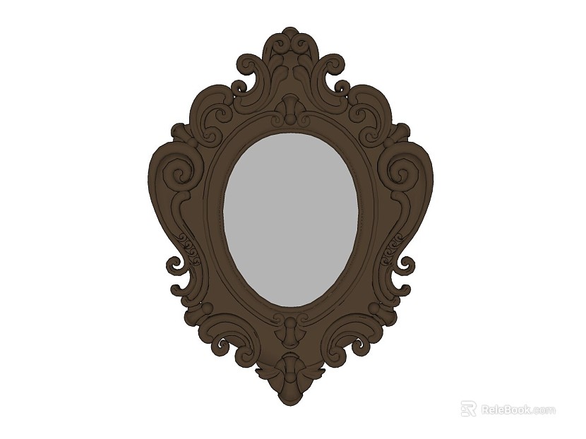 Dark brown European carved decorative mirror texture