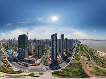 HDR Urban Ecological Rivers and Lakes Scenery Panorama texture (ID:ffach921503)