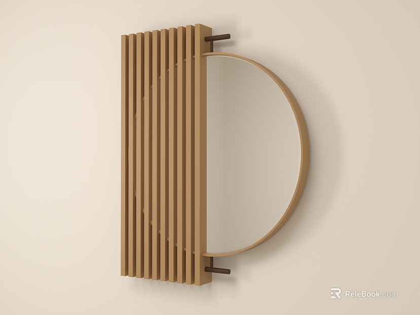 Log Color Wooden Hanging Mirror Wall Decoration texture