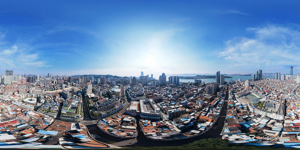 HDR city building bird's eye view panorama texture