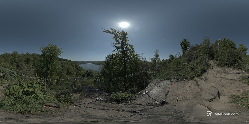 sunny midday pure sky riverside stream hdr on rocky slope texture