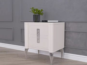 Light Luxury White Leather Bedside Table texture (ID:ffaeh355726)