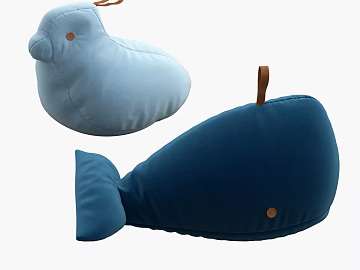 Blue and gray animal-shaped fabric pillow texture (ID:ffaeh332696)