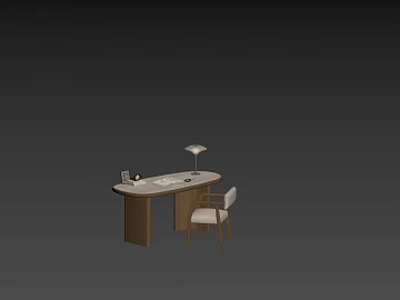 Light Log Color Modern Desk Combination 3d model