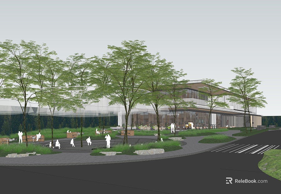 Modern commercial building exterior renderings texture