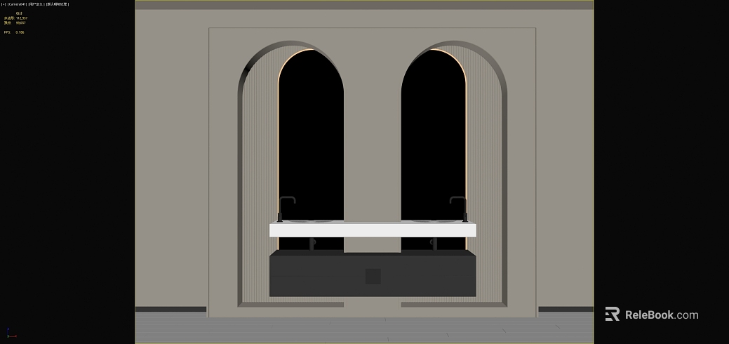 Modern wind gray double arch sink texture
