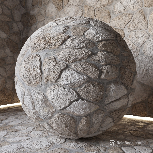 Beige rubble courtyard wall stone texture