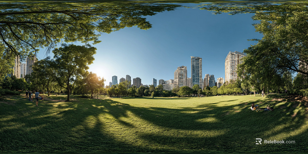 Modern Outdoor Lawn Blue Sky White Clouds HDR texture