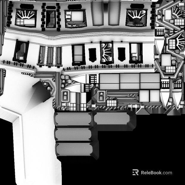 Black and White Retro European Building Exterior Wall Map texture