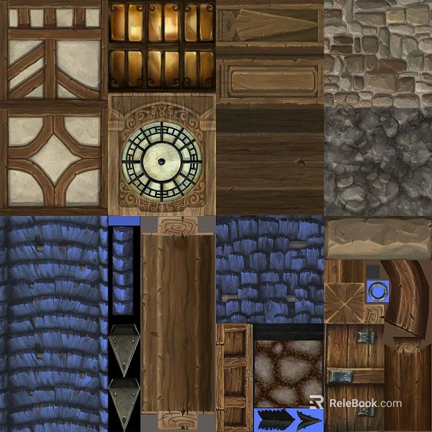 Retro Style Wood Stone Component Game Scene Map texture