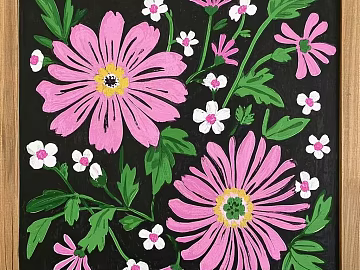 Pink Flower Folk Style Hand-painted Decorative Painting texture (ID:ffach698543)