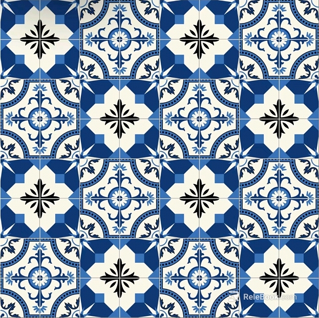 European-style Retro Small Tile Tile Tile Wall Tile Floor Tile Blue Mosaic texture