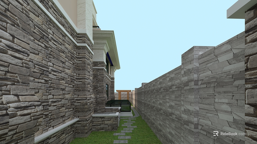 Grey culture stone villa wall wall texture