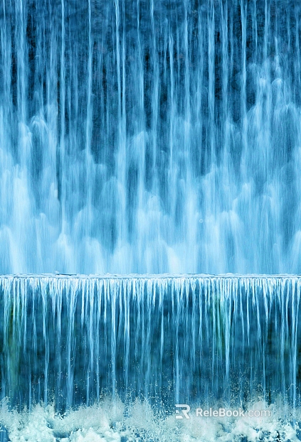 Blue Waterfall Water Flow Natural Waterscape Map texture