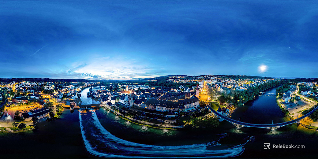 City bird's eye view of night HDR texture