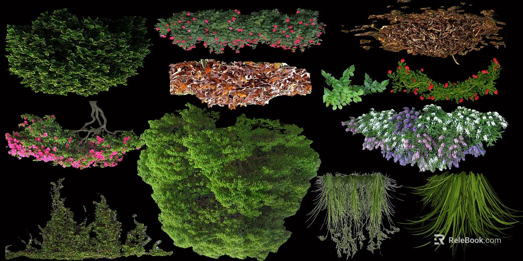 Multi-category green plant flower landscape material texture