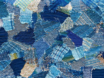 Blue Patchwork Denim Clothing Fabric texture (ID:ffaeh381326)