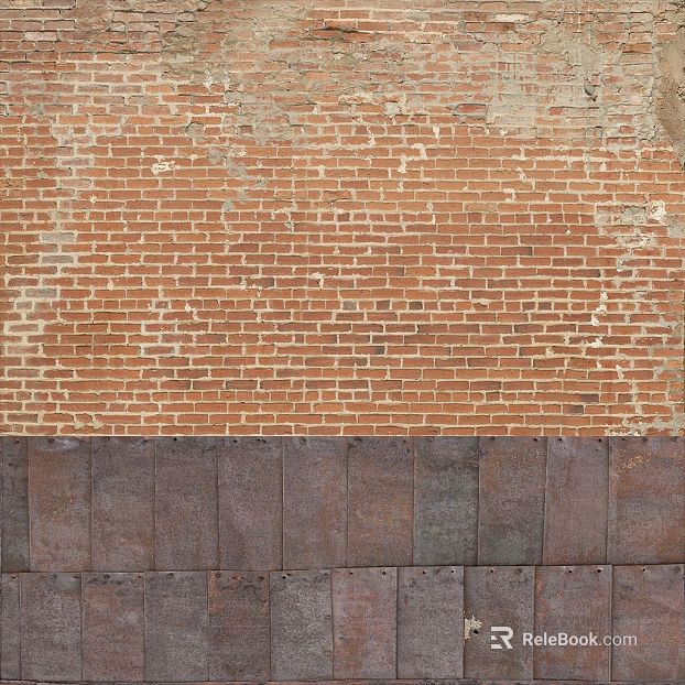Red-brown brick wall made of old metal plate industrial wind wall texture