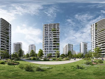 Clean atmosphere community green space panorama texture (ID:ffach019938)