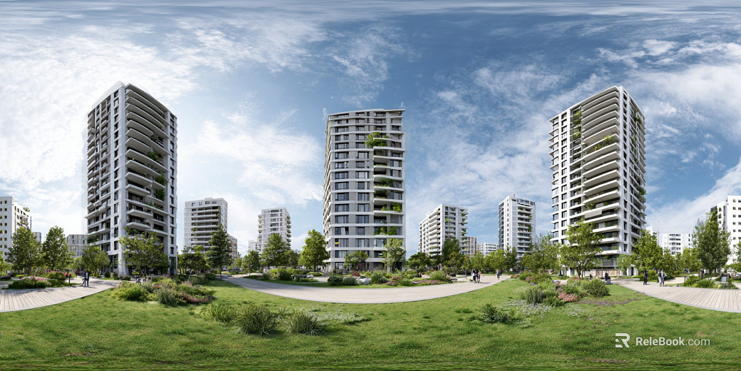 Clean atmosphere community green space panorama texture