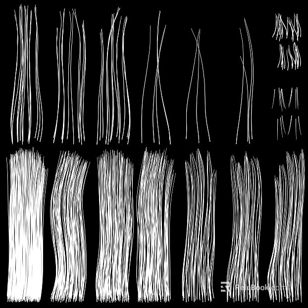 White hand-drawn line brush texture