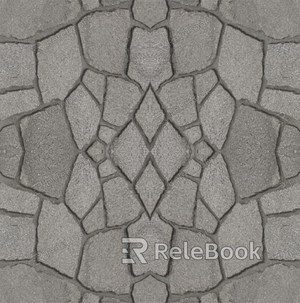 Close-up of Stone Paving, revealing a textured surface with irregular, interlocking stone pieces in various shades of grey and beige, creating a rustic and natural appearance.