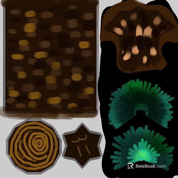 Dark brown yellow green wood grain decorative elements texture