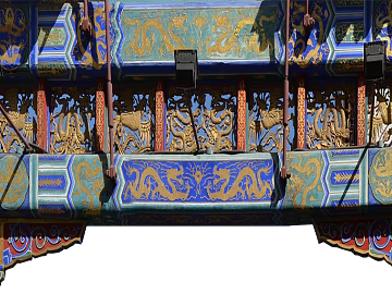Blue gold Chinese style ancient building beam column carved texture (ID:ffaeh734539)
