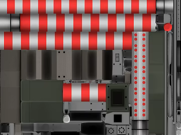 Red and white striped rolling shutter door shop door texture (ID:ffaeh699566)