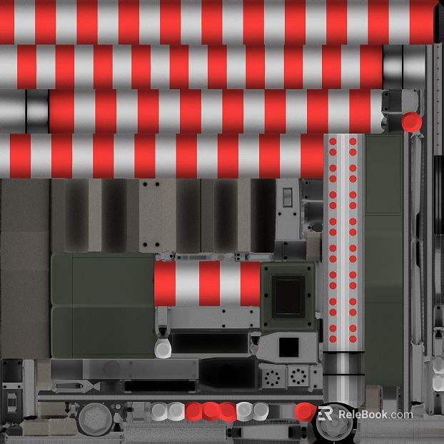 Red and white striped rolling shutter door shop door texture