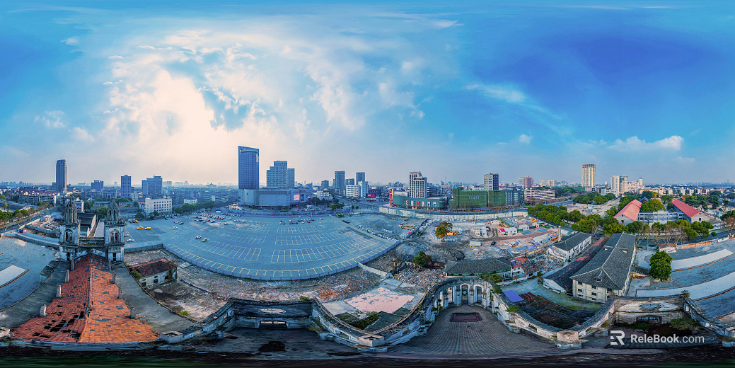 Urban Aerial View Parking Lot Daytime HDR texture