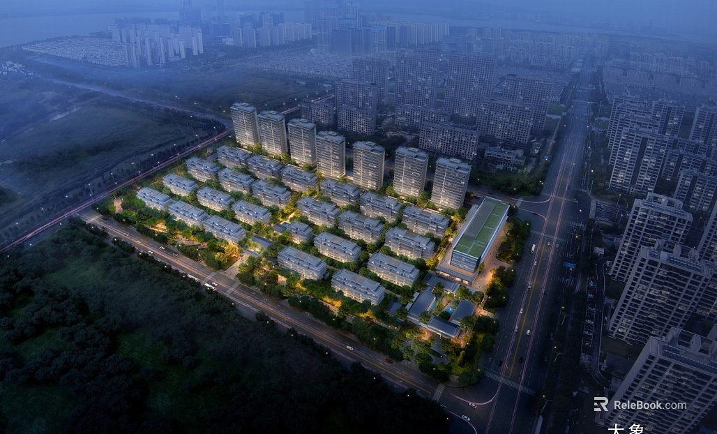 Night view of modern urban residential area texture