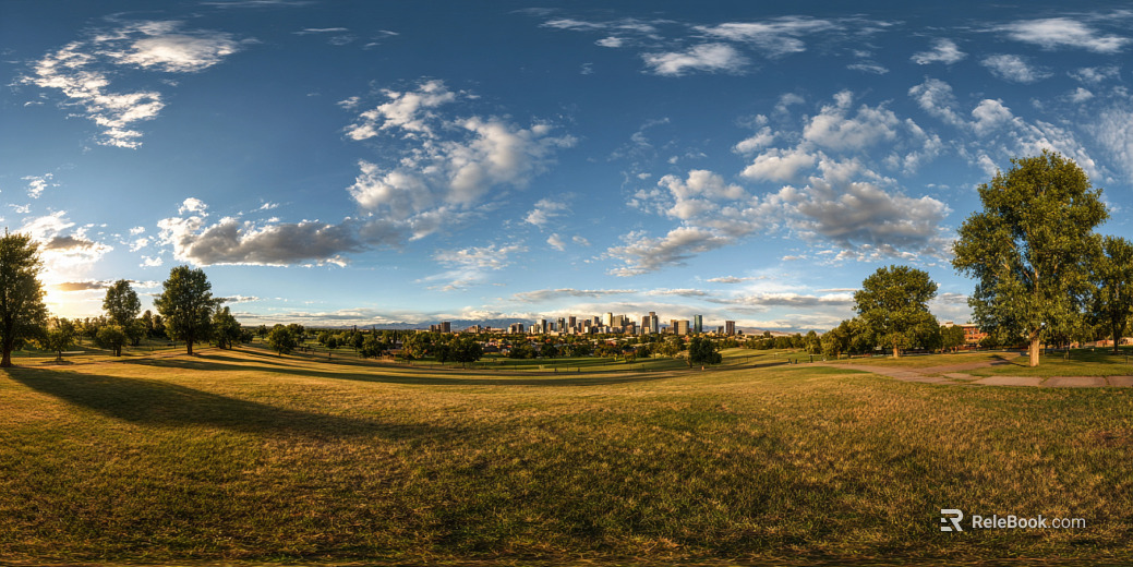 Dusk Sunset City Park Panorama HDR texture