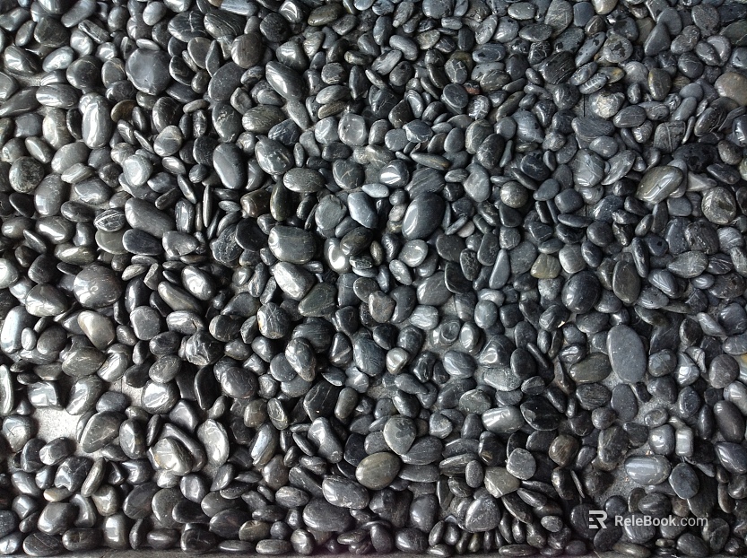 Dark gray black cobblestone courtyard ground texture