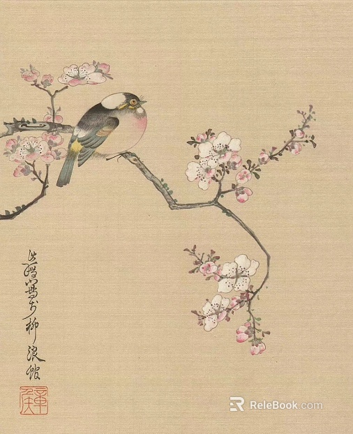 Chinese flower and bird painting texture